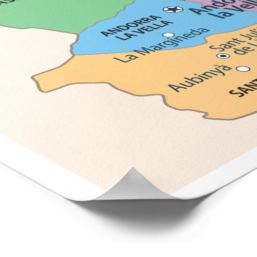 Detailed Map of Andorra Regions ポスター (角)