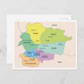 Detailed map of Andorra Regions ポストカード (正面/裏面)