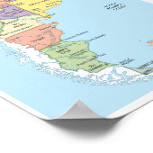 Detailed map of Argentina Regions ポスター (角)