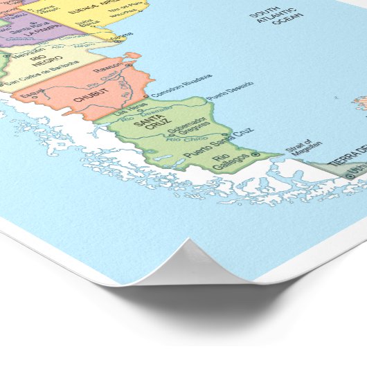 Detailed map of Argentina Regions ポスター (角)