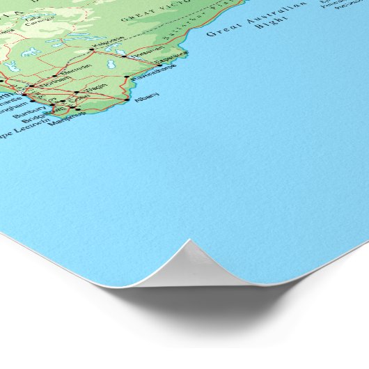 Detailed Map of Australia Poster ポスター (角)