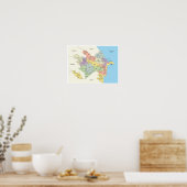 Detailed Map of Azerbaijan Regions ポスター (キッチン)