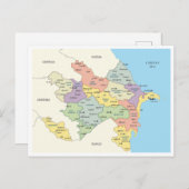 Detailed map of Azerbaijan Regions ポストカード (正面/裏面)