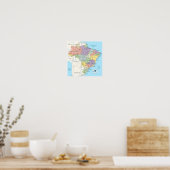 Detailed Map of Brazil ポスター (キッチン)