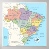 Detailed Map of Brazil ポスター (正面)