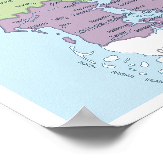 Detailed map of Denmark ポスター (角)