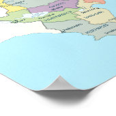 Detailed map of Dominican Republic Regions ポスター (角)