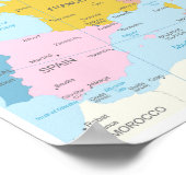 Detailed Map of Europe Continent ポスター (角)