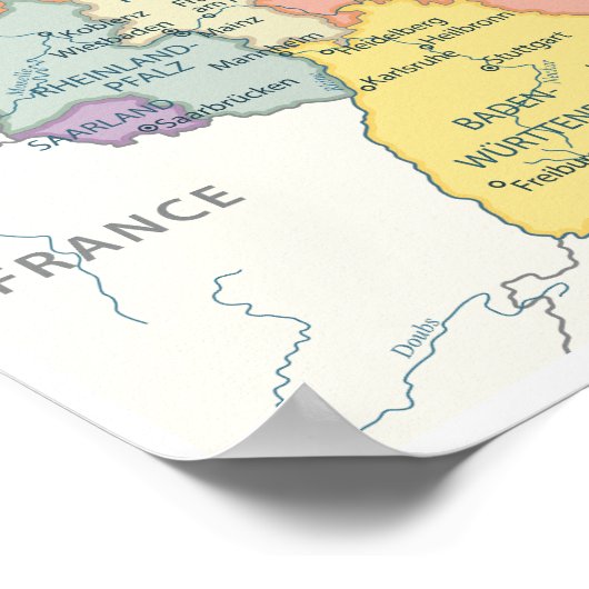 Detailed Map of Germany ポスター (角)