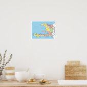 Detailed Map of Haiti Regions ポスター (キッチン)