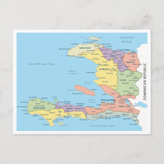Detailed map of Haiti Regions ポストカード (正面)