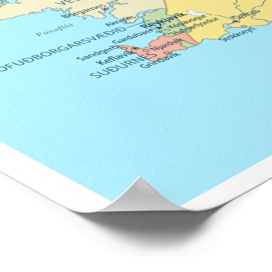 Detailed map of Iceland ポスター (角)