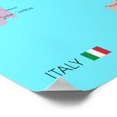 Detailed Map of Italy Regions ポスター (角)