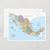Detailed map of Mexico ポストカード (正面/裏面)