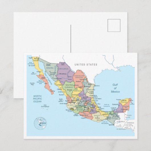 Detailed map of Mexico ポストカード (正面/裏面)
