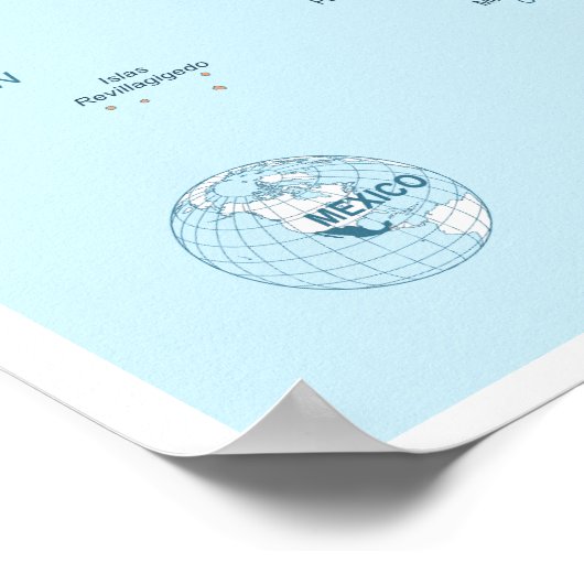 Detailed map of Mexico Regions ポスター (角)