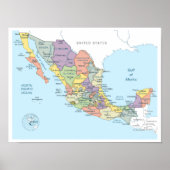 Detailed map of Mexico Regions ポスター (正面)
