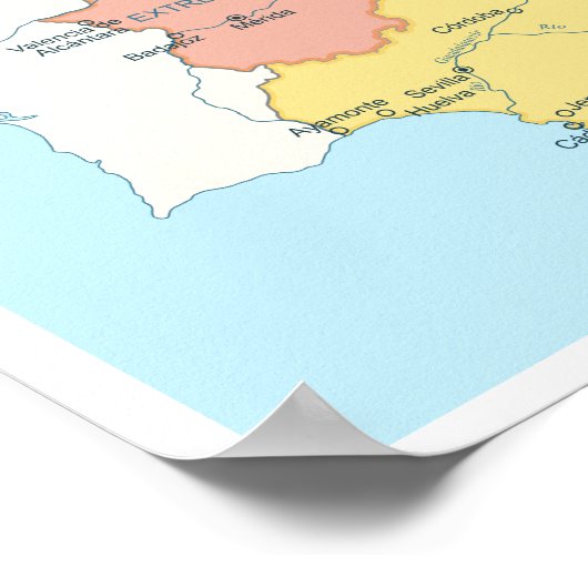 Detailed map of Spain ポスター (角)