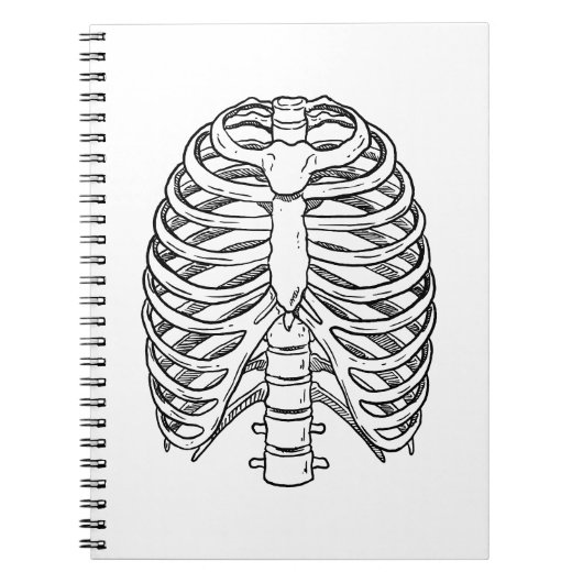 Detailed Rib Cage Anatomy Line Art ノートブック (正面)
