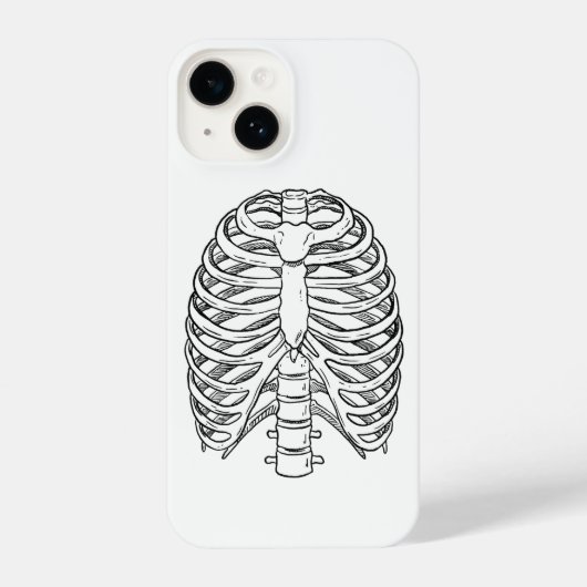 Detailed Rib Cage Anatomy Line Art iPhoneケース (裏面)