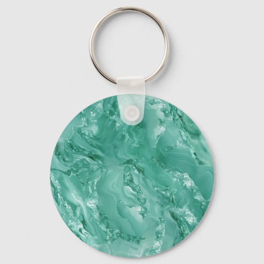 Detailed Swirling Marble-Like in Teal Green キーホルダー (正面)