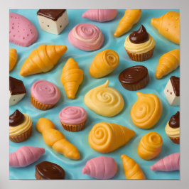 Detailed Undulating Pastry Wallpaper and Art Print ポスター
