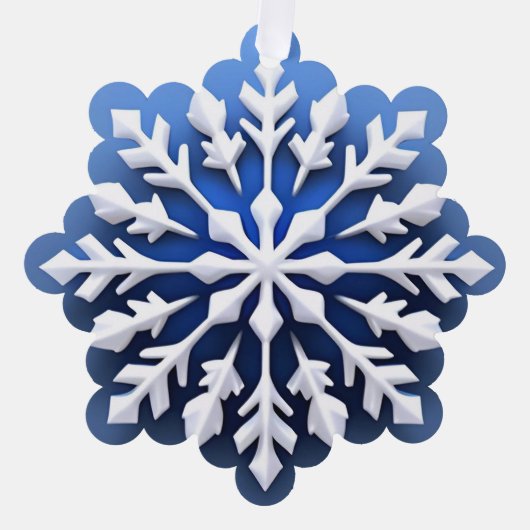 Detailed White Snowflake Design オーナメントカード (正面)