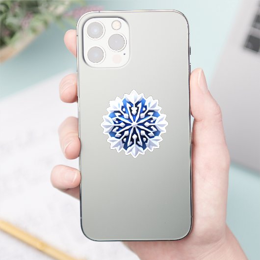 Detailed White Snowflake Design シール (スマートフォン)