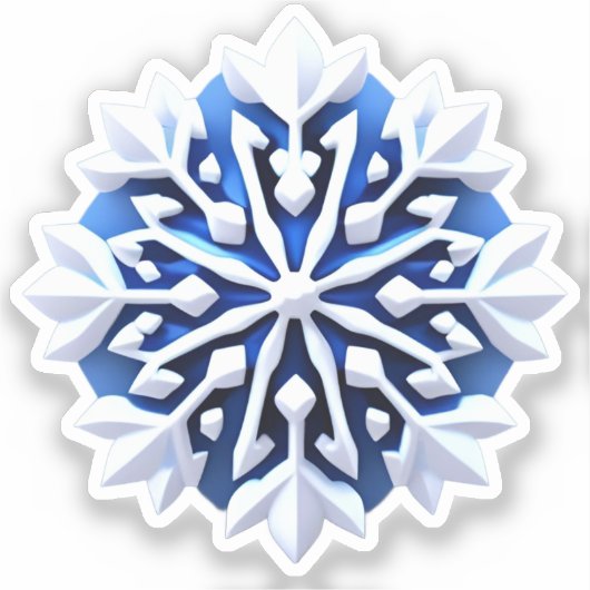 Detailed White Snowflake Design シール (正面)