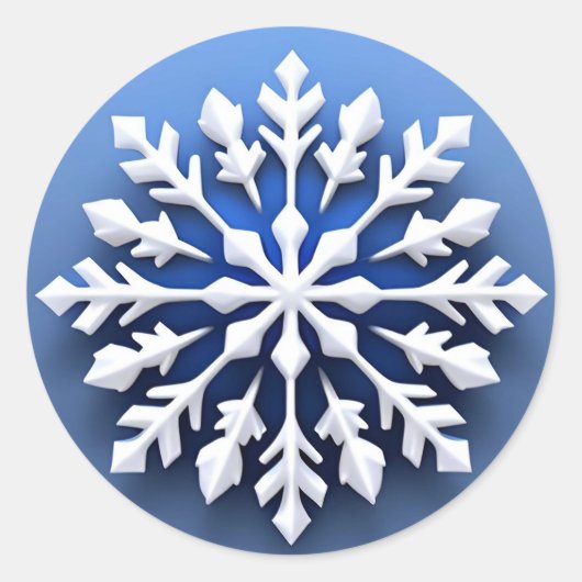 Detailed White Snowflake Design ラウンドシール (正面)