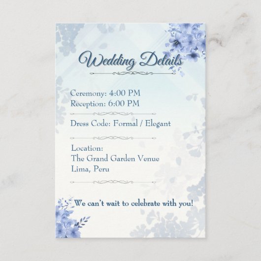 Details Card Elegant Wedding Card editable エンクロージャーカード (正面)