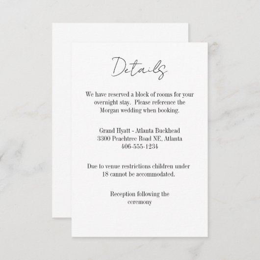 Details Card for any wedding 出欠カード (正面/裏面)