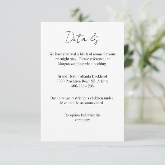 Details Card for any wedding 出欠カード (スタンド正面)