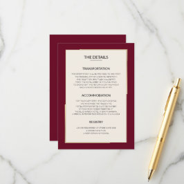 Détails de Mariage Bourgogne Simple - Carte d'Enve エンクロージャーカード