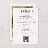 Details Heart QR Code RSVP Wedding  Enclosure Card エンクロージャーカード (正面/裏面)