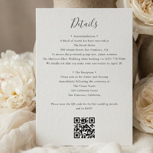 Details QR Code RSVP Wedding  エンクロージャーカード