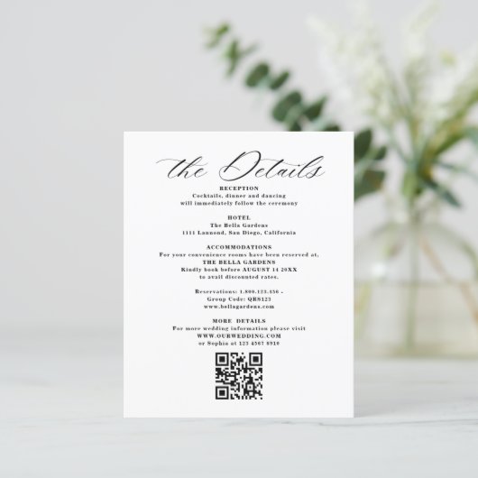 Details & QR Code Wedding Enclosure Cards (スタンド正面)