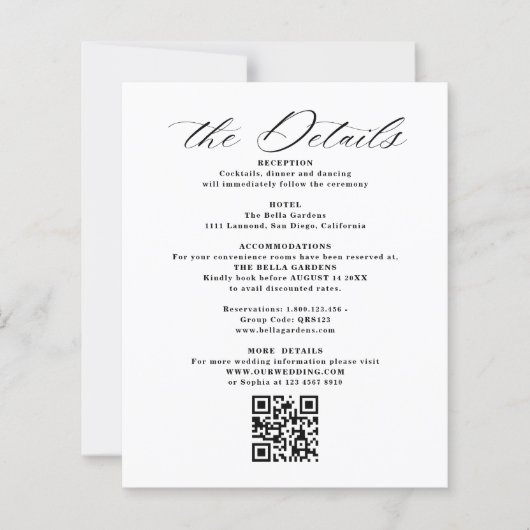Details & QR Code Wedding Enclosure Cards (正面)