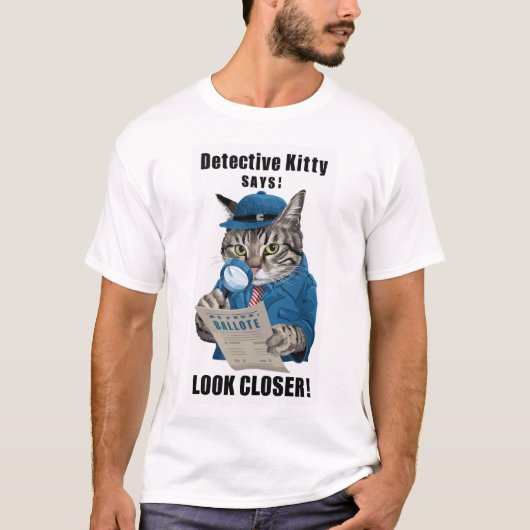 Detective Cat Illustration Tシャツ (正面)