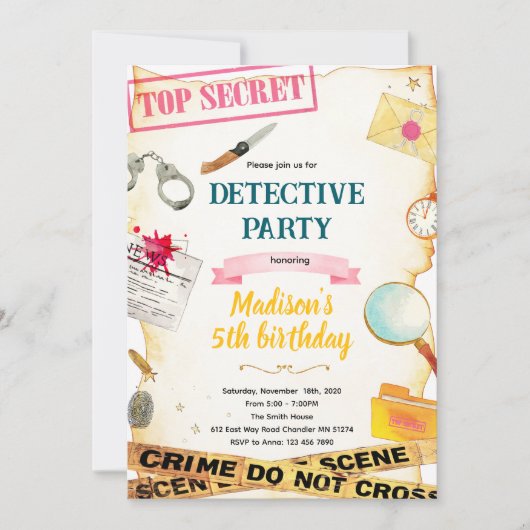 Detective girl party invitation  招待状 (正面)