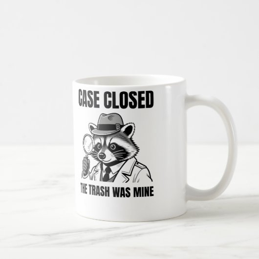 Detective Raccoon "Case Closed" Humor Graphic コーヒーマグカップ (右)
