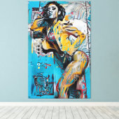 'Determined'抽象芸術ウィメンシルエットウォールアート キャンバスプリント (インサイチュ (ウッドフロア))