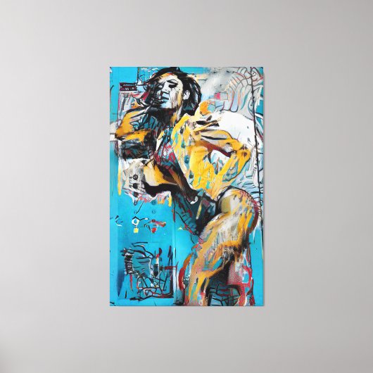 'Determined'抽象芸術ウィメンシルエットウォールアート キャンバスプリント (正面)