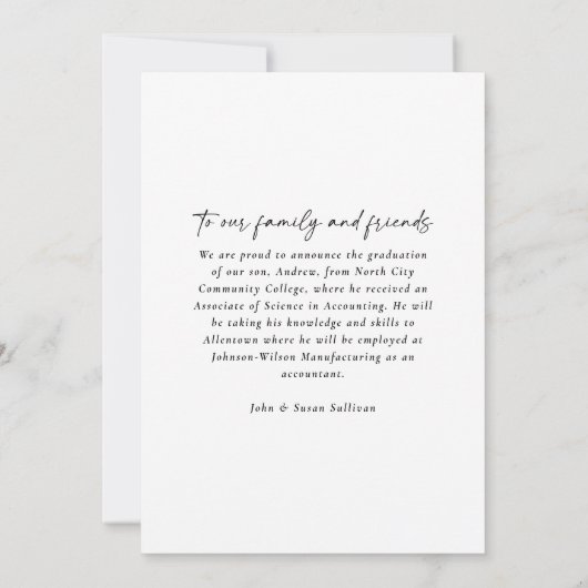 Determining Photo Graduationです 案内状 (裏面)