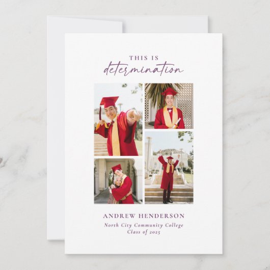 Determining Purple Photo Graduationの略 案内状 (正面)