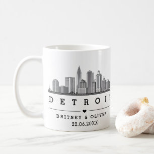 DETROIT スカイライン - カスタム ウェディングギフト コーヒーマグカップ