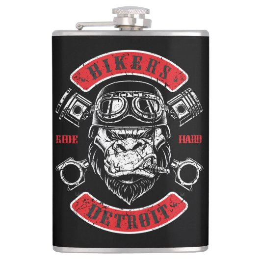 Detroit Biker Motorrad Chopper Gorilla フラスク (正面)