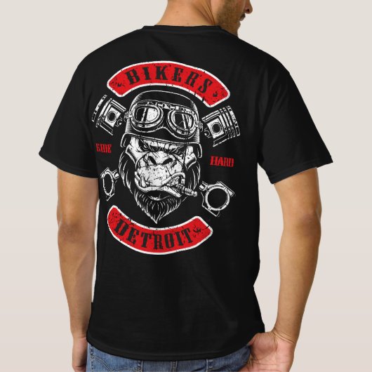 Detroit Biker Motorrad Chopper Gorilla Tシャツ (裏面)