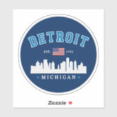 Detroit City Skyline Illustration – Motor City  シール (シート)