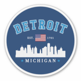 Detroit City Skyline Illustration – Motor City  シール